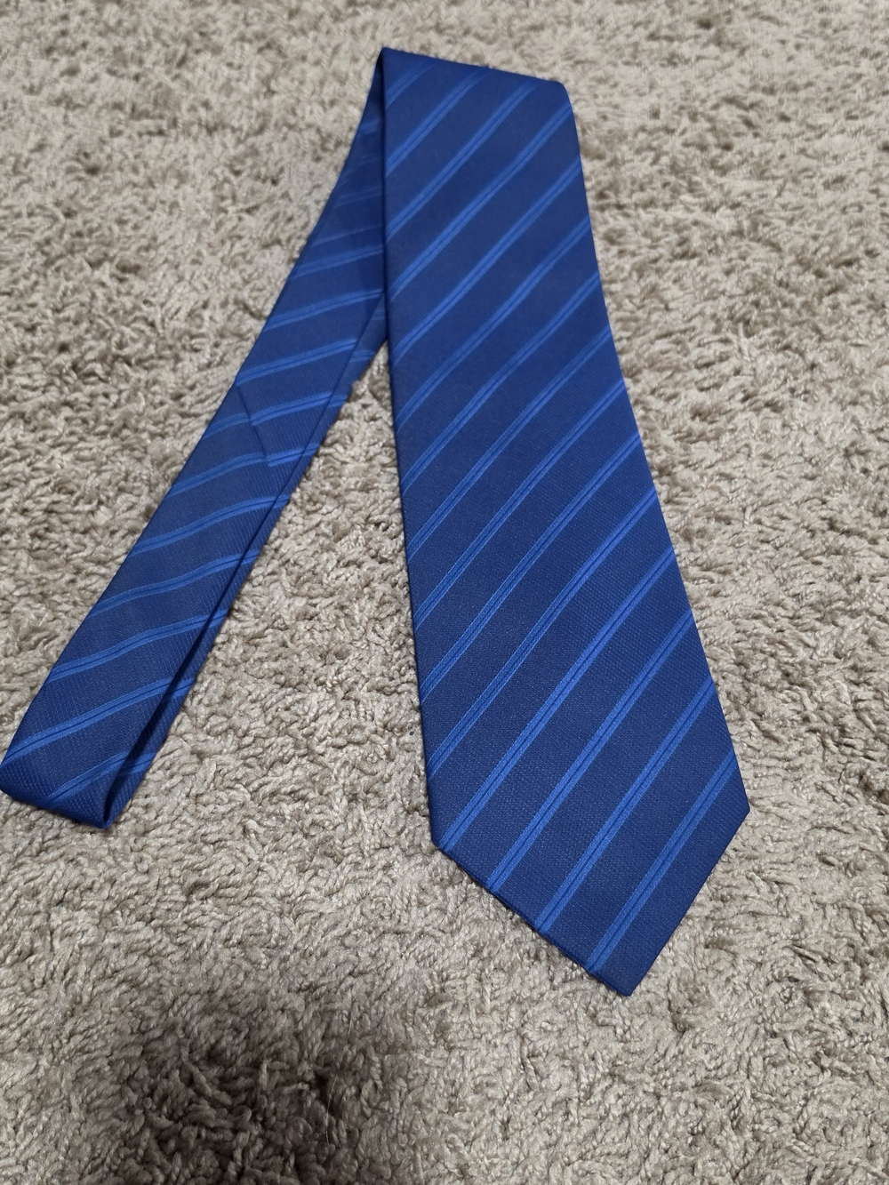 Mario Armani Vintage 100% Silk Blue Striped Necktie Made in Italy